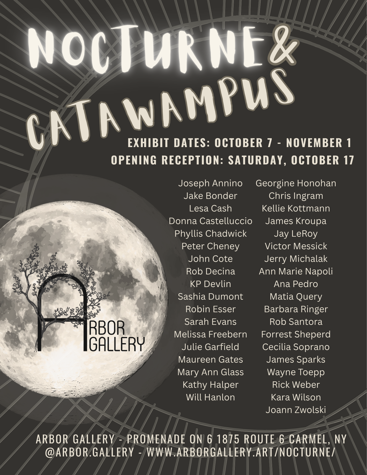Nocturne & Catawampus Halloween Group Art Exhibition at Arbor Gallery in Carmel, Ny.